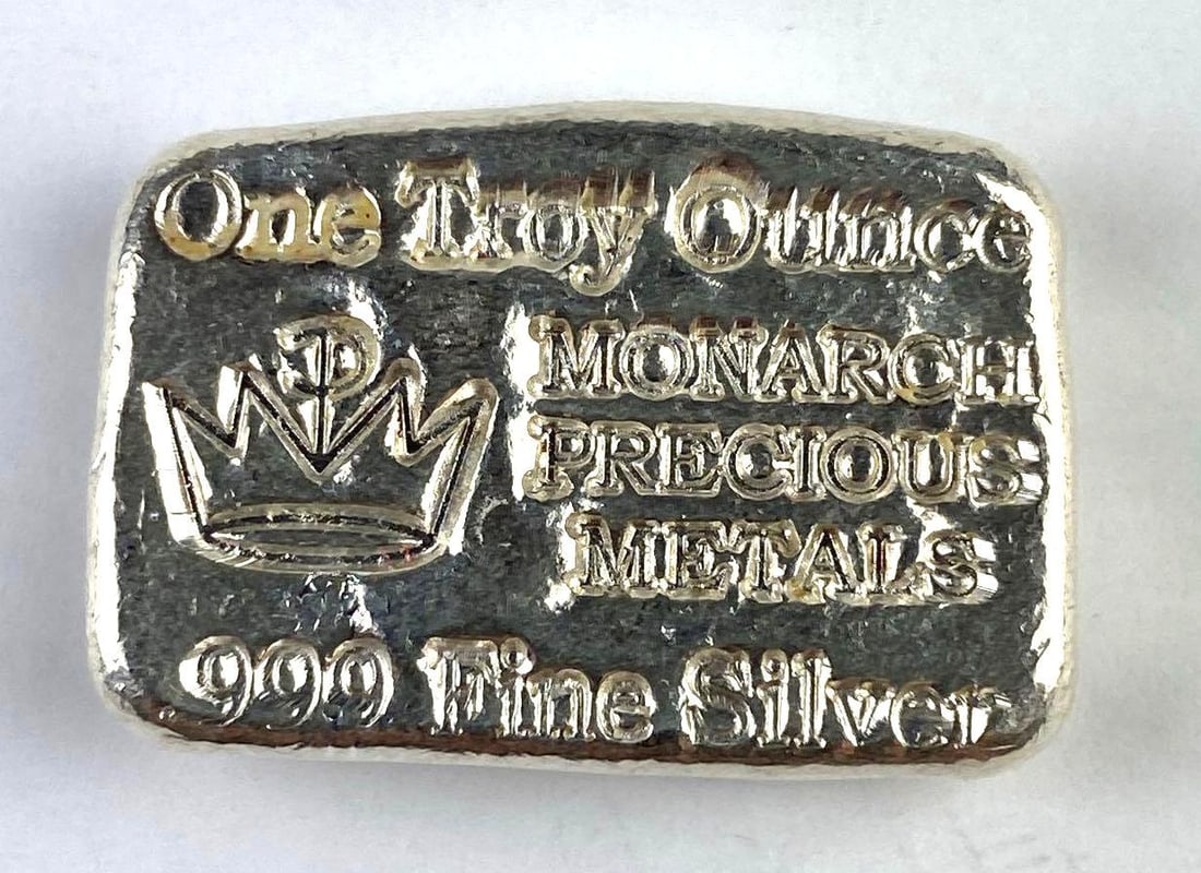 Monarch Precious Metals 1 Oz .999 Fine Silver Ingot/ Bar (1 of 2)