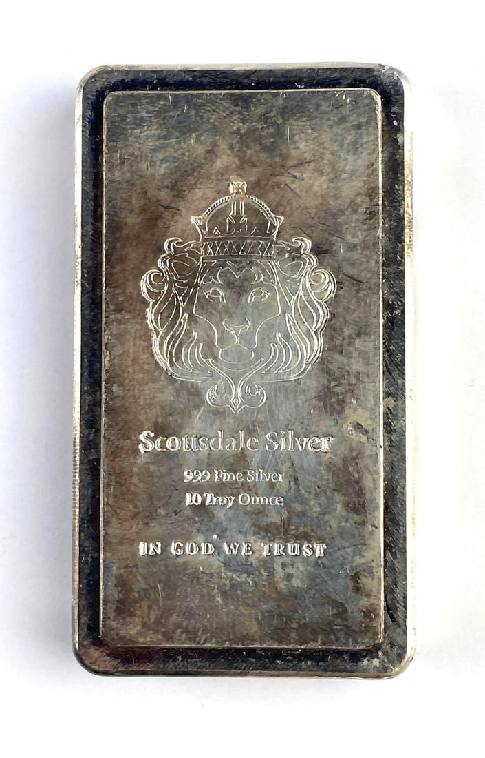 Scottsdale Silver 10 Oz .999 Fine Silver Ingot/ Bar (1 of 2)