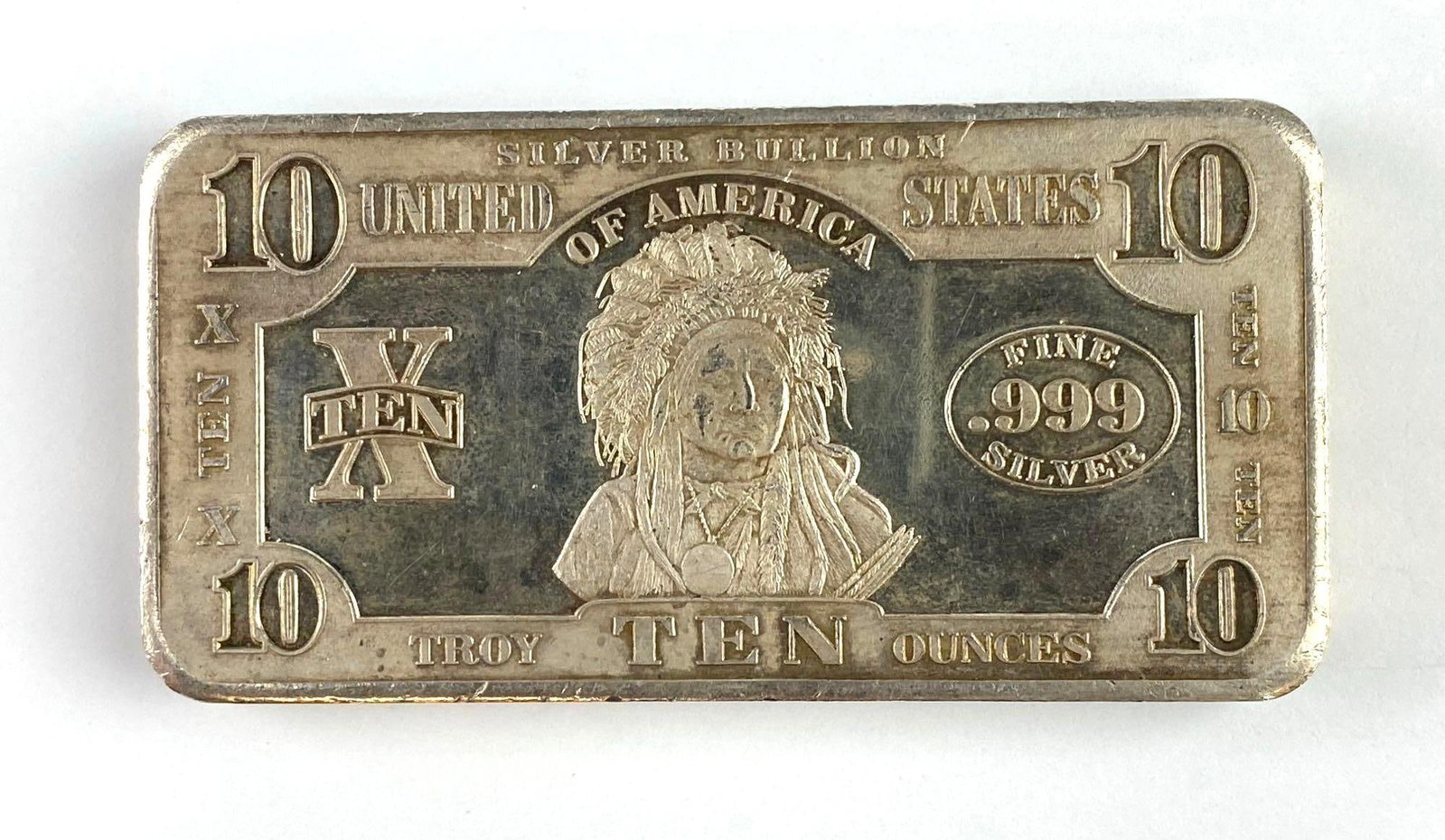 Silver Bullion 10 Oz .999 Fine Silver Bank Note Ingot/ Bar (1 of 2)