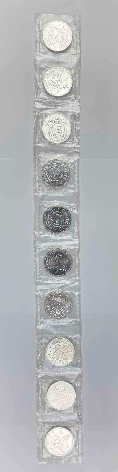 Group of 10 1982 Engelhard 1 Oz .999 Fine Silver American Prospector Rounds (1 of 2)
