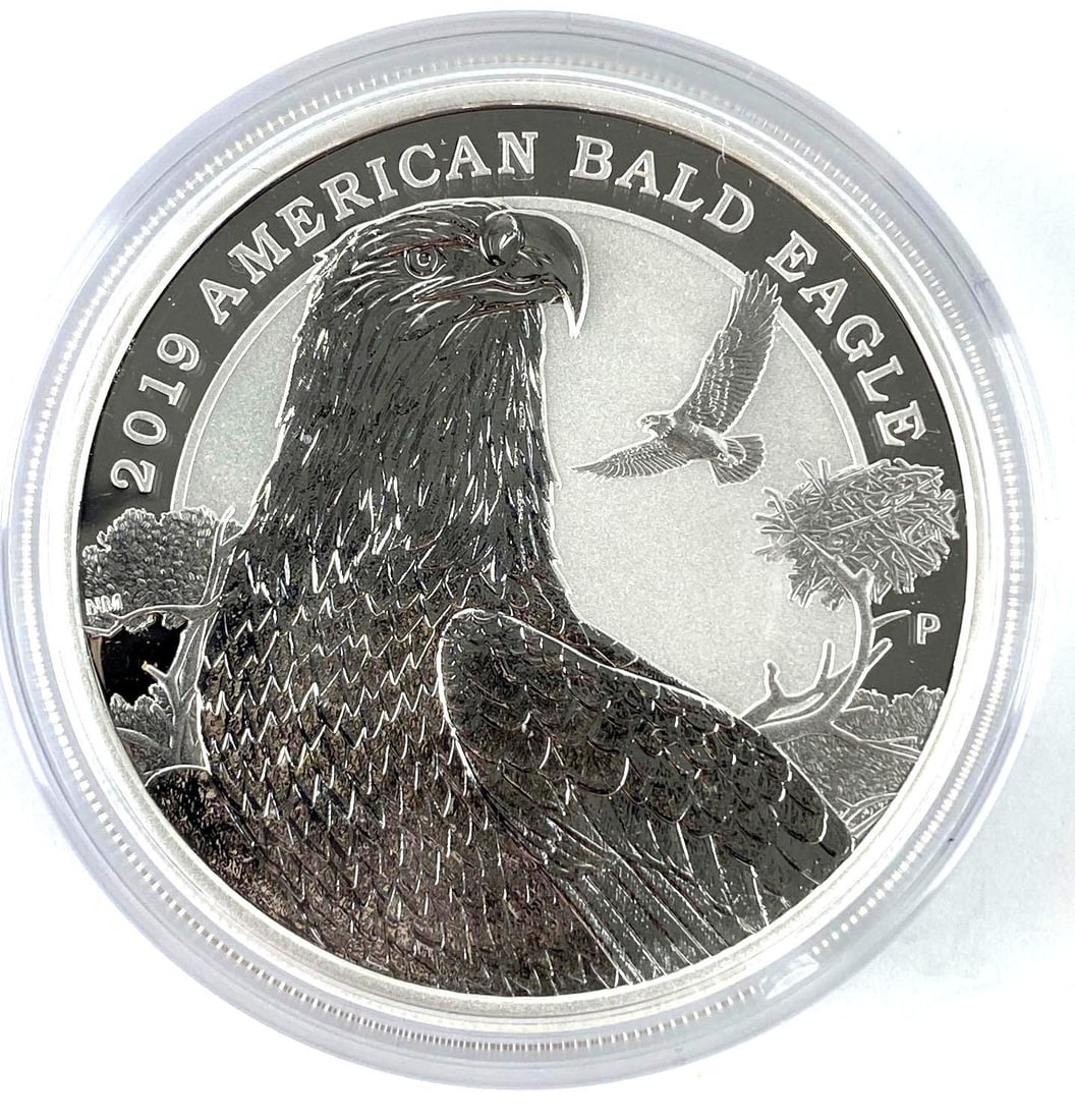 2019 Tuvalu $2 American Bald Eagle with Pig Privy 2 oz .999 Silver Coin: 2019 Tuvalu $2 American Bald Eagle with Pig Privy 2 oz .999 Silver Coin