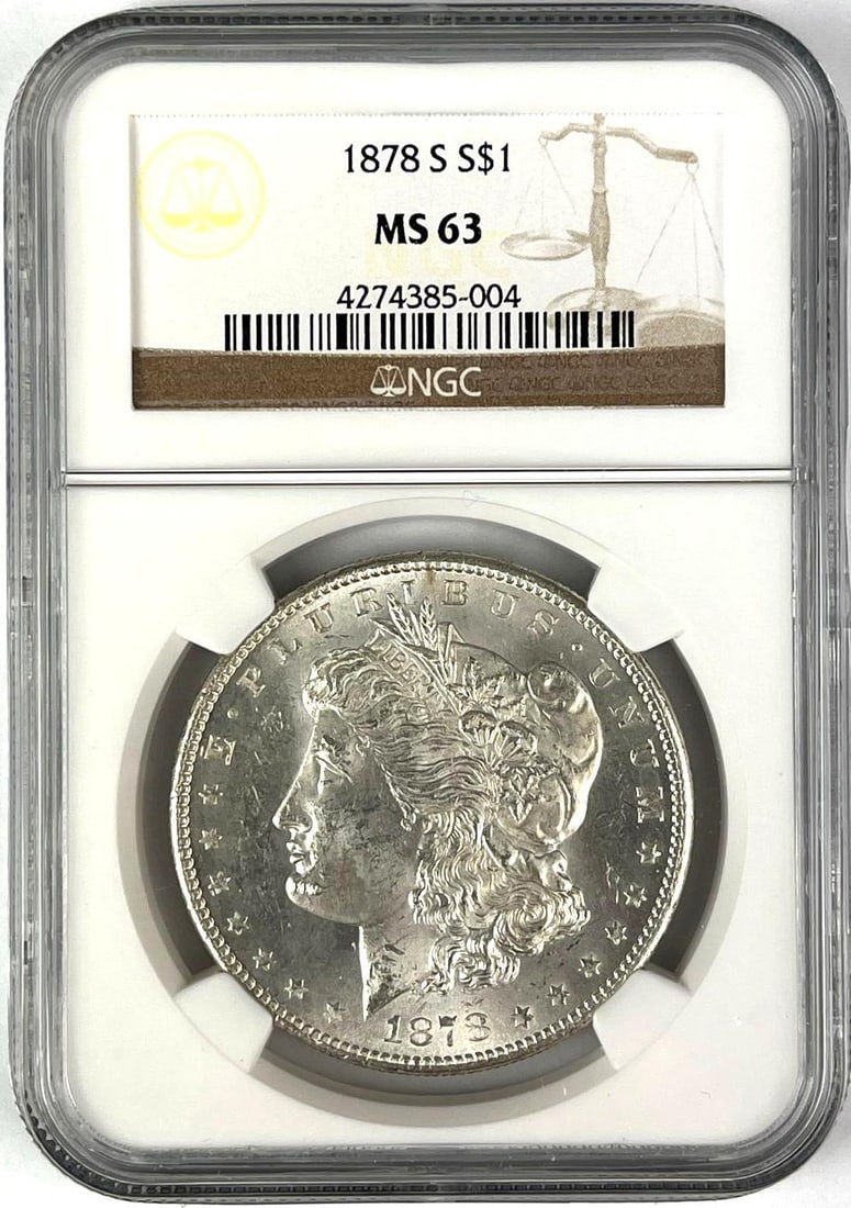 1878 S US Morgan Silver Dollar NGC MS63: 1878 S US Morgan Silver Dollar NGC MS63