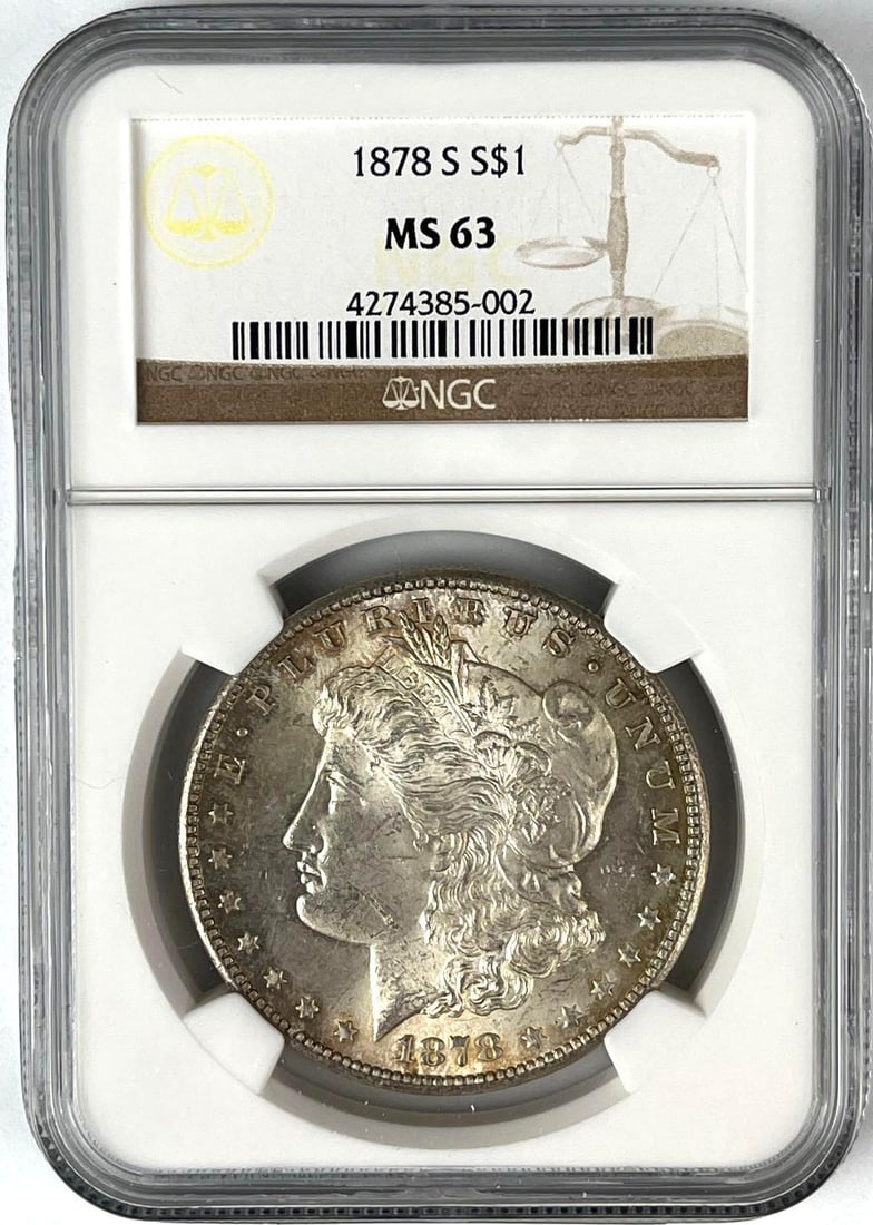 1878 S US Morgan Silver Dollar NGC MS63: 1878 S US Morgan Silver Dollar NGC MS63