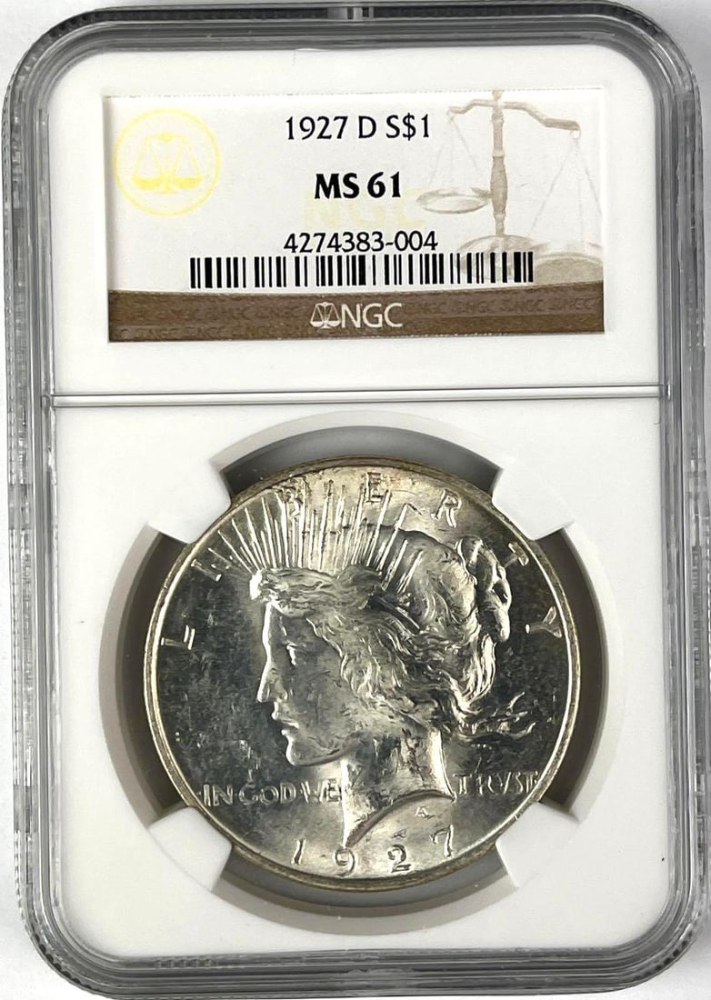 1927 D US Peace Silver Dollar NGC MS61 (1 of 2)