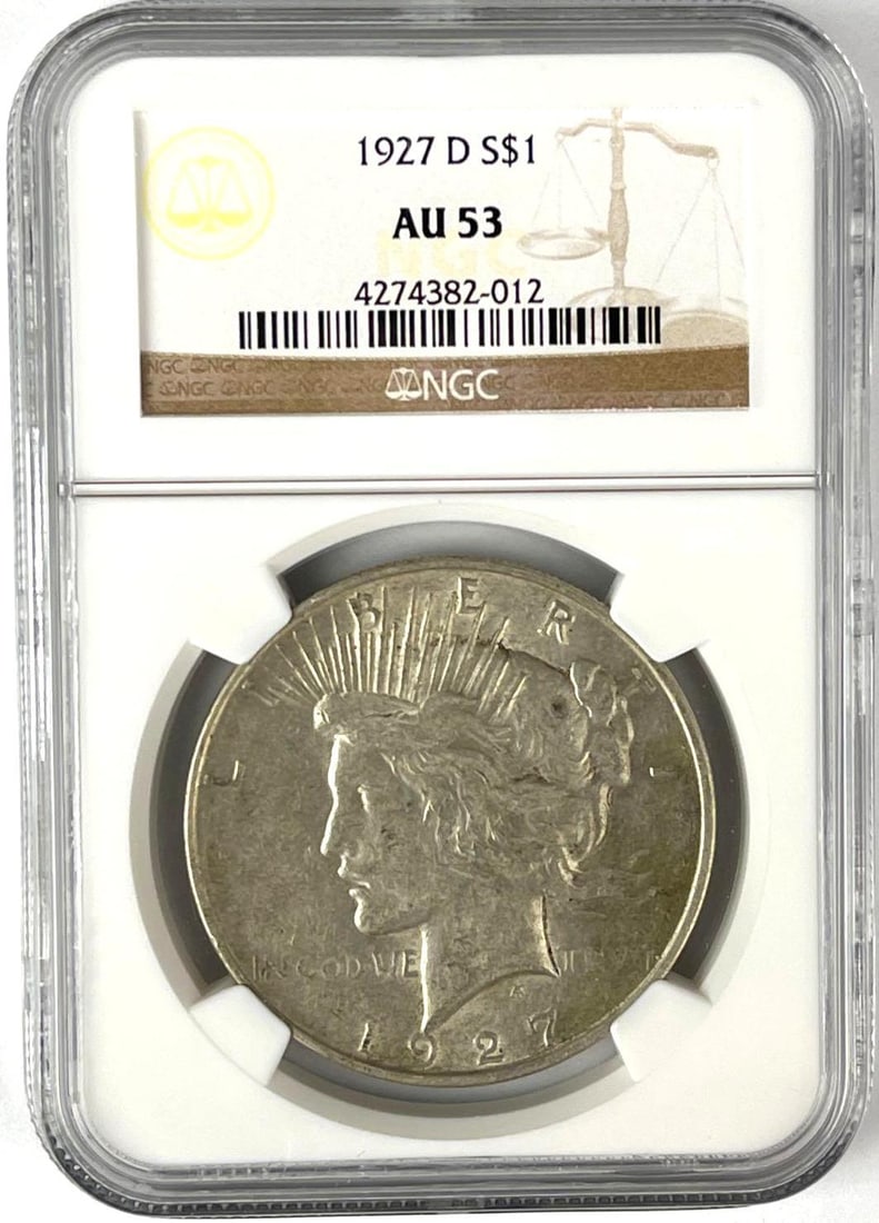 1927 D US Peace Silver Dollar NGC AU53 (1 of 2)