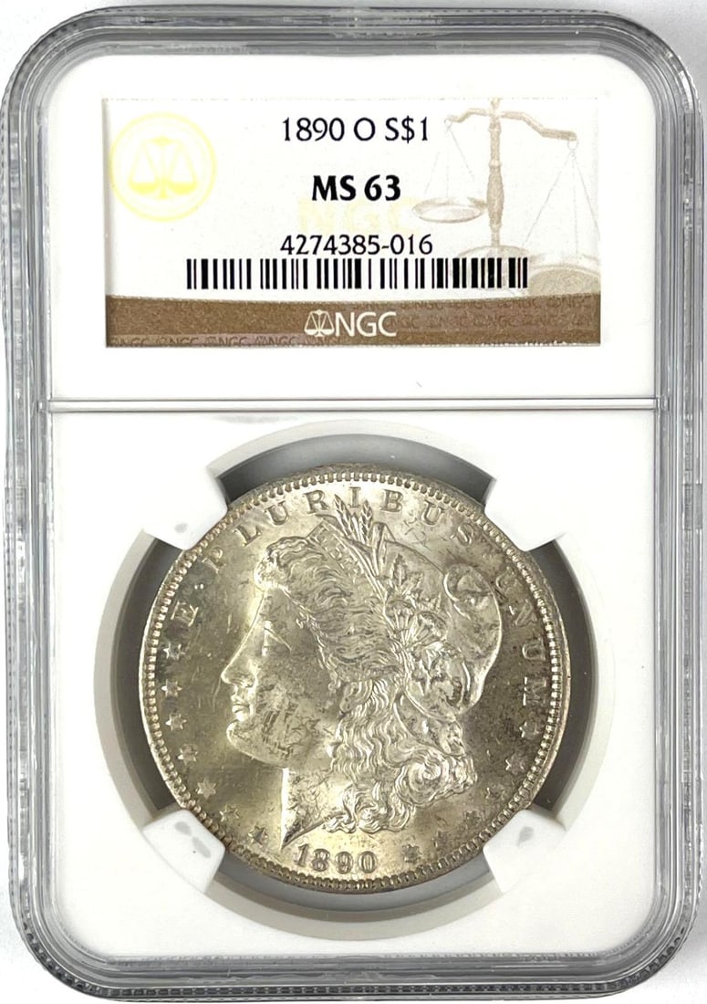 1890 O US Morgan Silver Dollar NGC MS63: 1890 O US Morgan Silver Dollar NGC MS63
