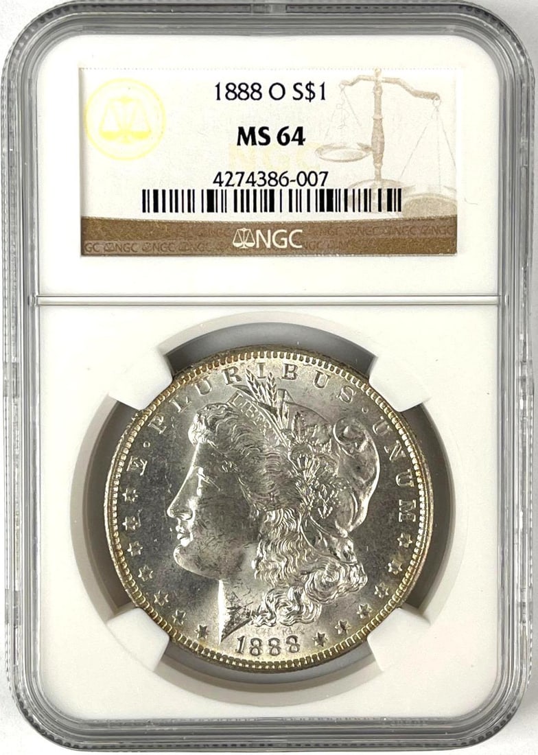 1888 O US Morgan Silver Dollar NGC MS64: 1888 O US Morgan Silver Dollar NGC MS64