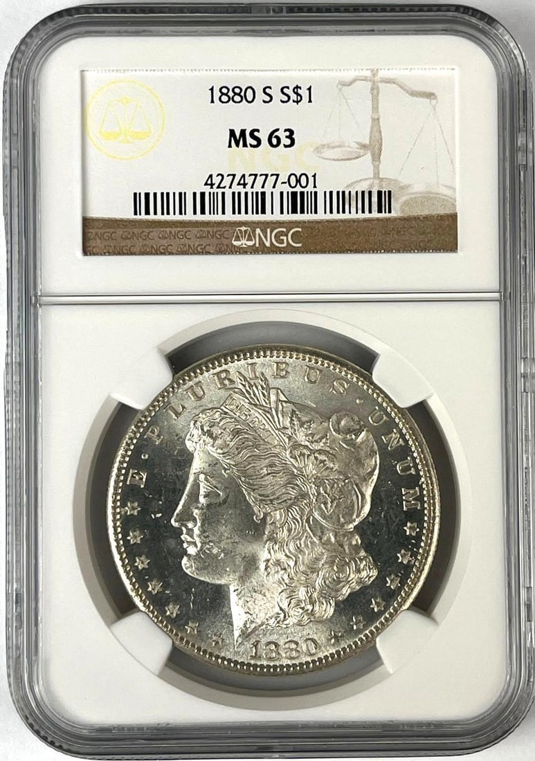 1880 S US Morgan Silver Dollar NGC MS63: 1880 S US Morgan Silver Dollar NGC MS63