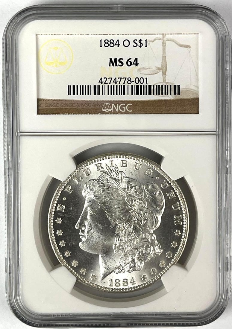 1884 O US Morgan Silver Dollar NGC MS64: 1884 O US Morgan Silver Dollar NGC MS64