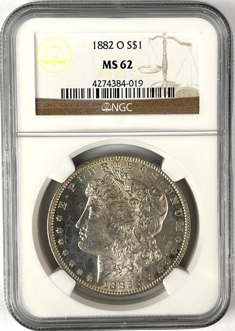 1882 O US Morgan Silver Dollar NGC MS62: 1882 O US Morgan Silver Dollar NGC MS62