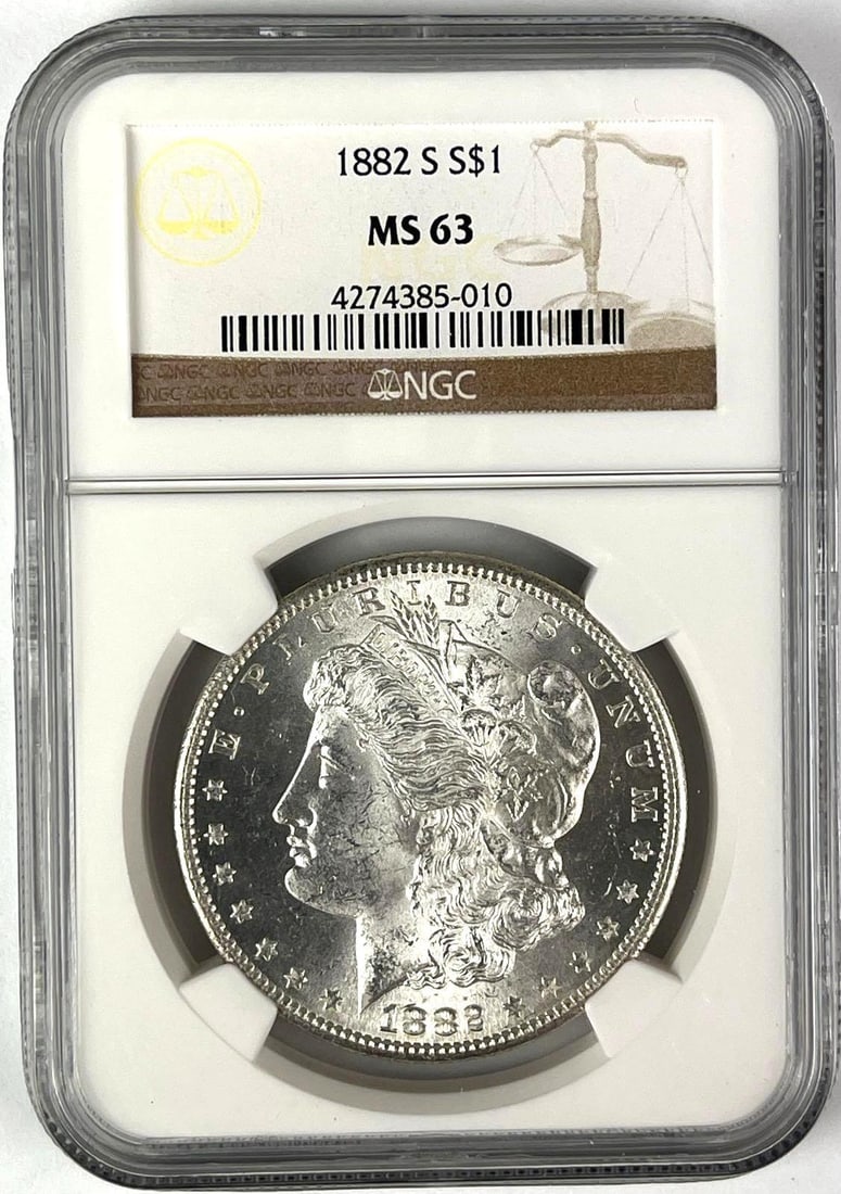 1882 S US Morgan Silver Dollar NGC MS63 (1 of 2)