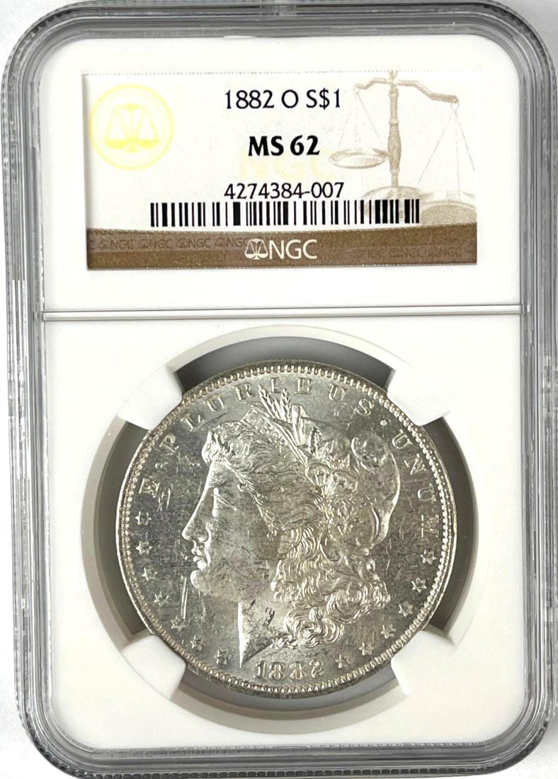 1882 O US Morgan Silver Dollar NGC MS62: 1882 O US Morgan Silver Dollar NGC MS62