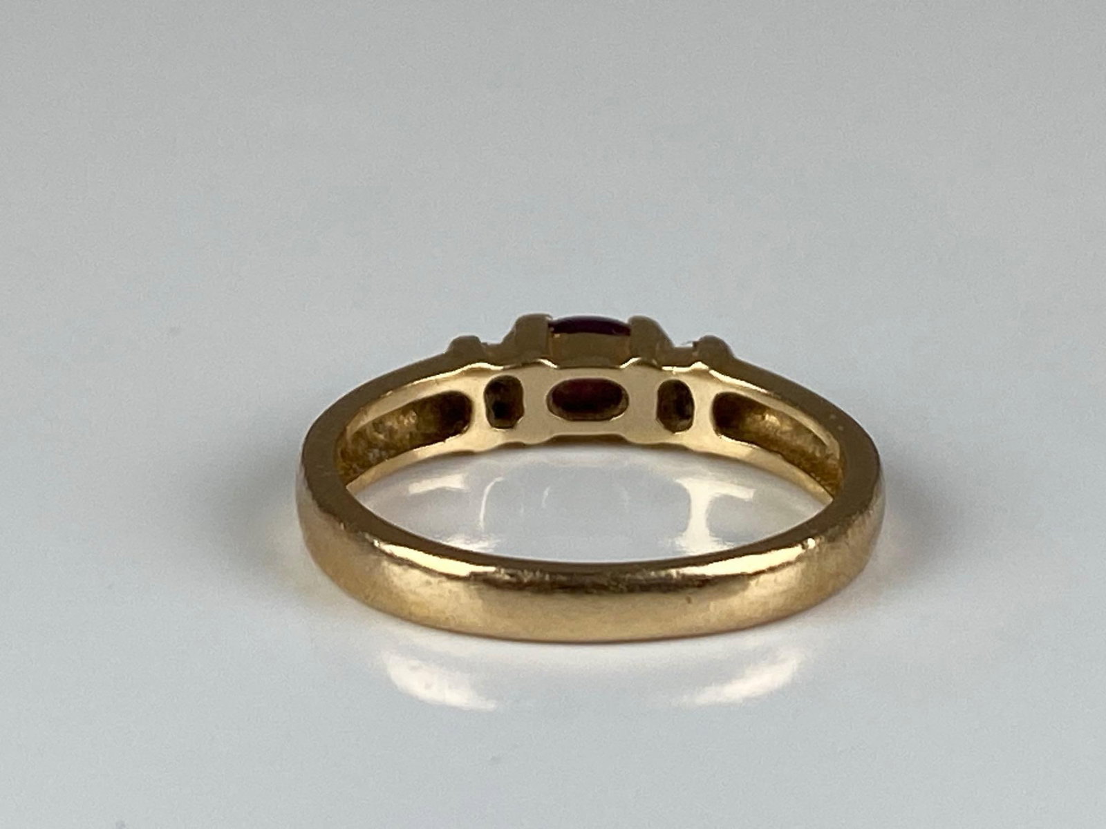 Signed 14K Yellow Gold Ruby Diamond Ring - 3