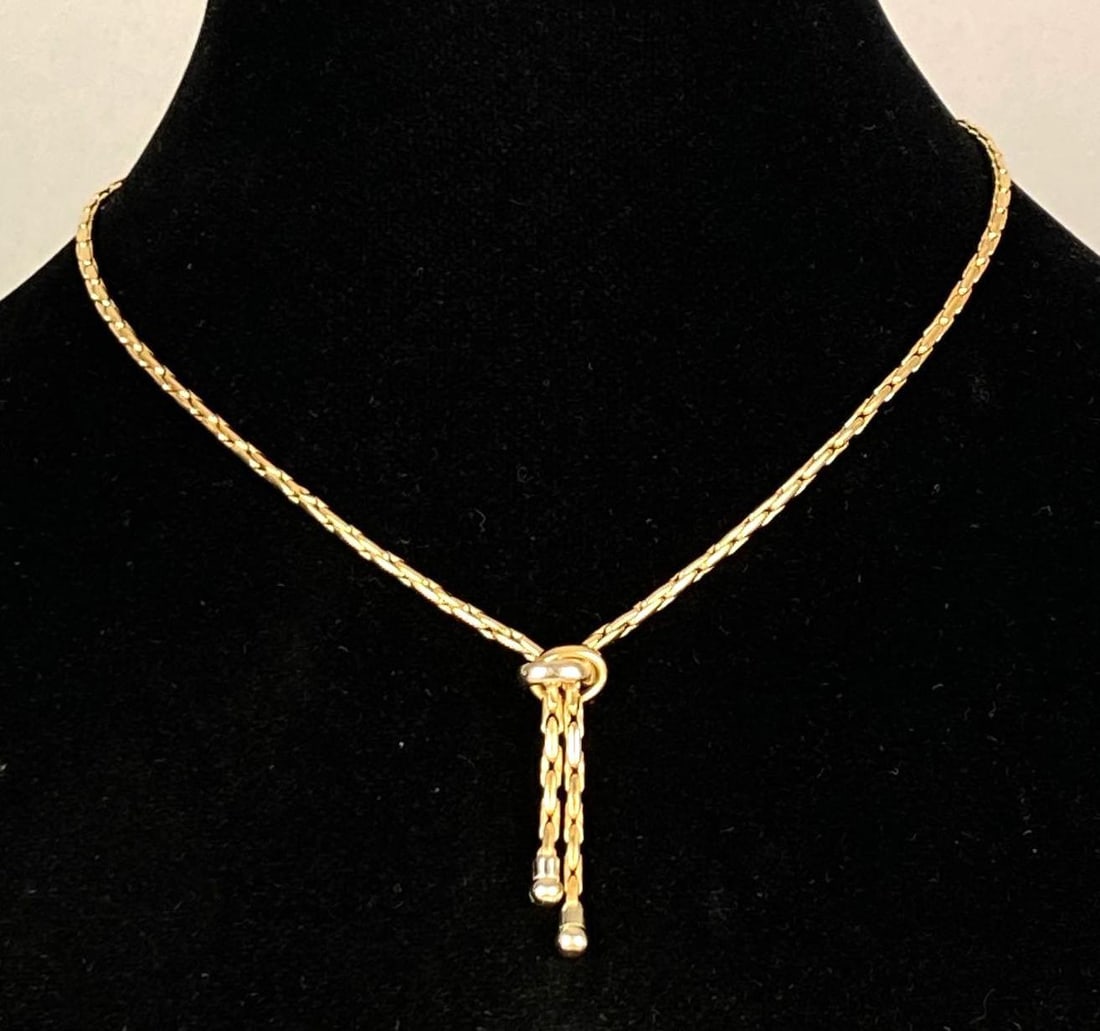 Signed B And M Italian 14K Yellow Gold Tassel Chain Necklace: total weight of 9 grams, measures 18? in length