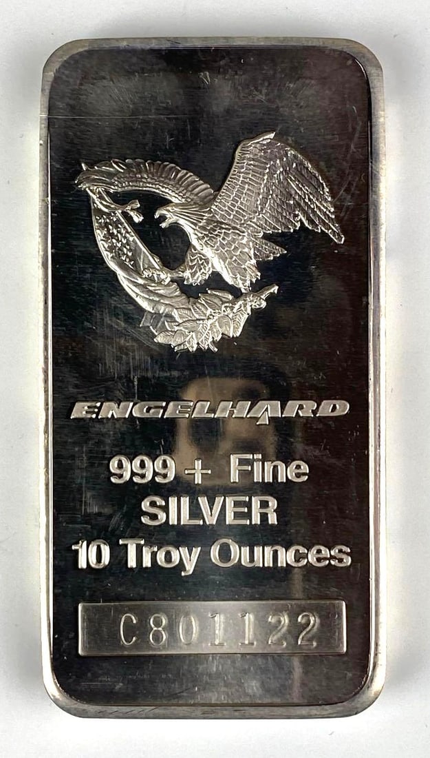 Engelhard Eagle 10 oz 999 Fine Silver Ingot/ Bar (1 of 2)