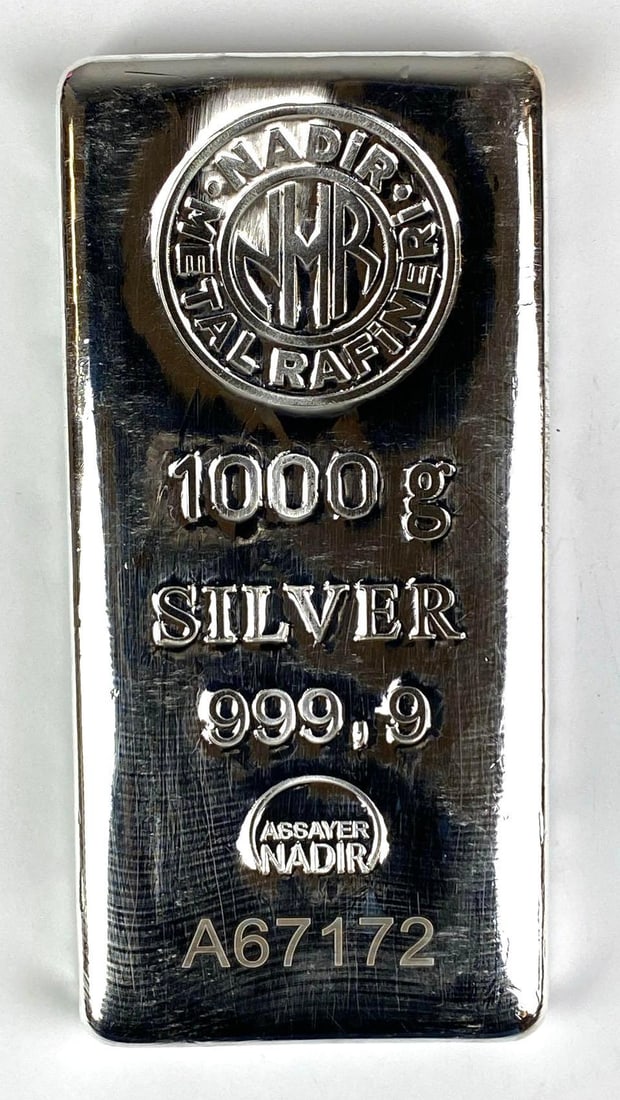 Nadir Metal Rafineri 32.14 oz 999.9 Silver Ingot/Bar: Nadir Metal Rafineri 32.14 oz 999.9 Silver Ingot/Bar