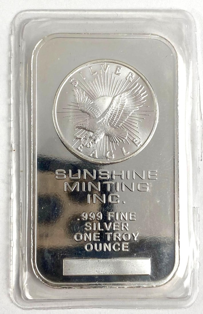 Sunshine Minting Silver Eagle Design 1 oz .999 Fine Silver Ingot/ Bar (1 of 2)