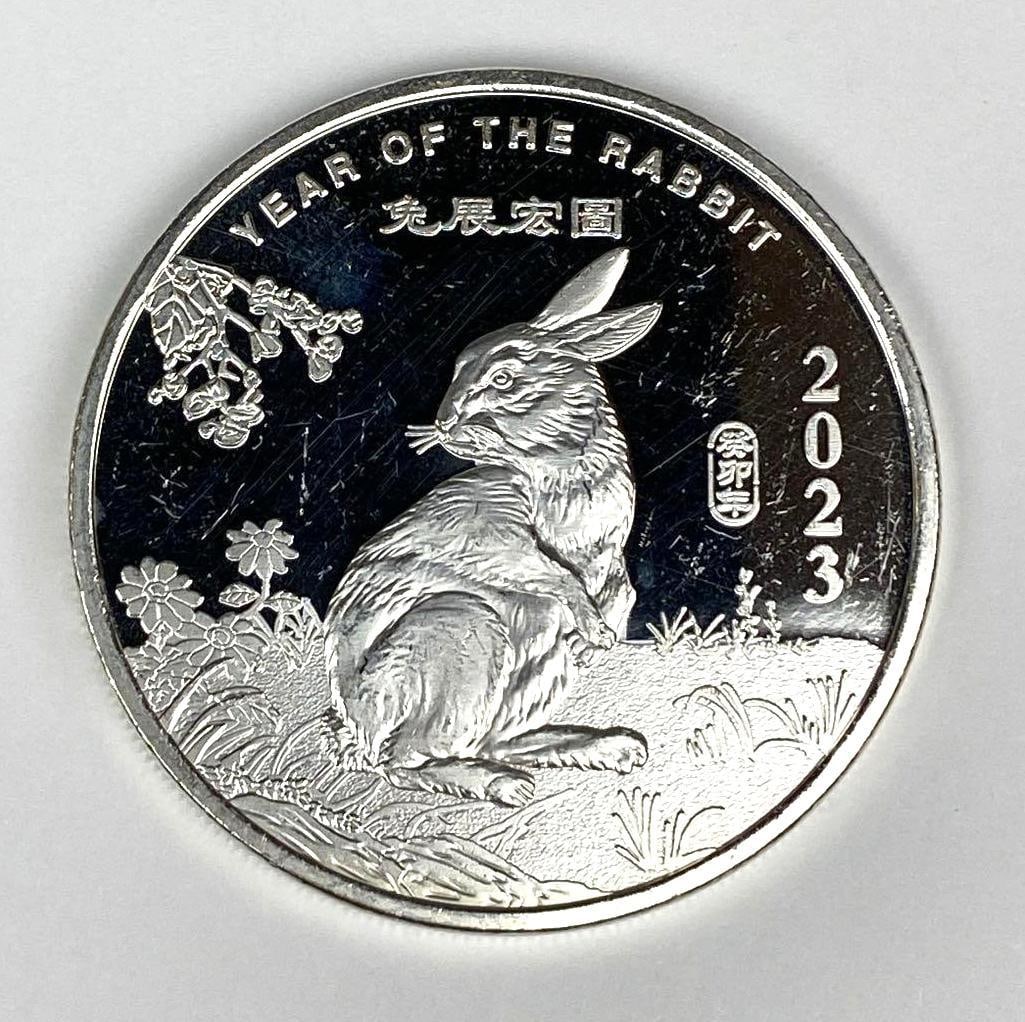 2023 Year of the Rabbit 2 oz .999 Fine Silver Round (1 of 2)