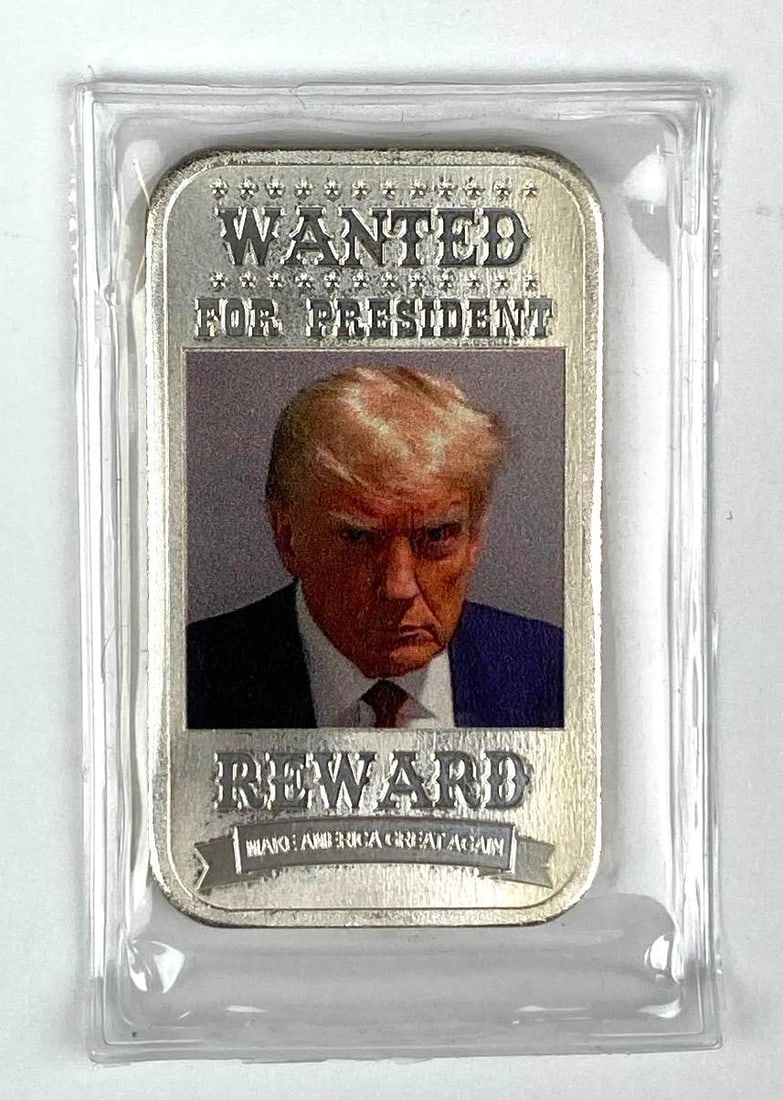 Highland Minting Trump Wanted for President 1 oz .999 Fine Silver Ingot/ Bar (1 of 2)