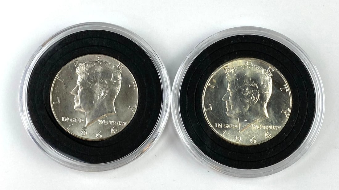 Group of 2 1964 US Kennedy Silver Half Dollars (1 of 2)