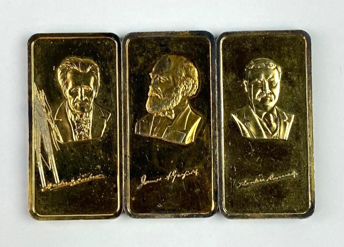 Group of 3 The Hamilton Mint 1 Oz .999 Fine Silver Presidents Ingot/ Bars (1 of 2)