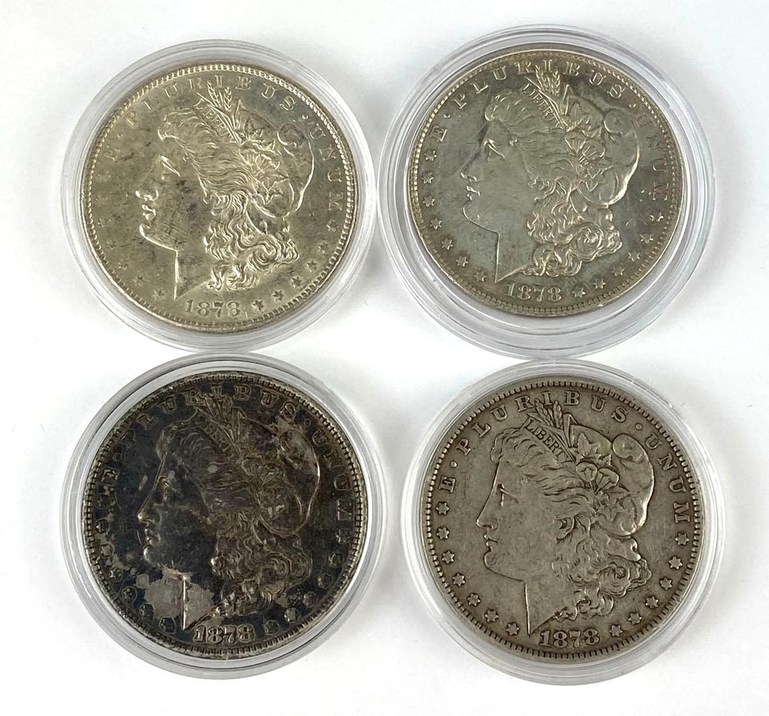 Group of 4 1878 US Morgan Silver Dollars: Group of 4 1878 US Morgan Silver Dollars