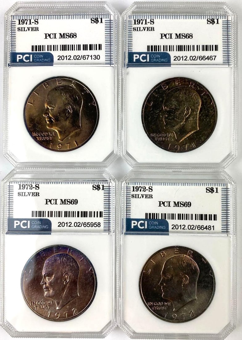 Group of 4 S US Eisenhower Silver Dollars PCI MS69 (1 of 2)