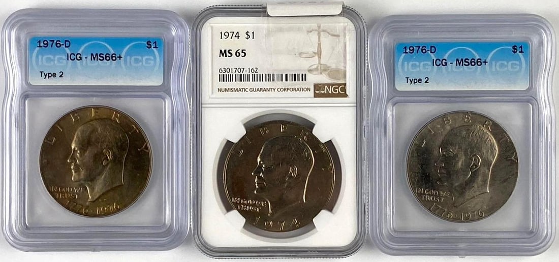 Group of 3 US Eisenhower Clad Dollars (1 of 2)