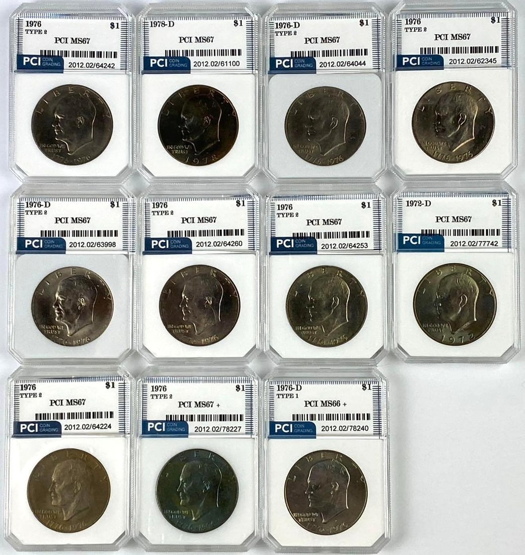 Group of 11 US Eisenhower Clad Dollars PCI Graded (1 of 2)