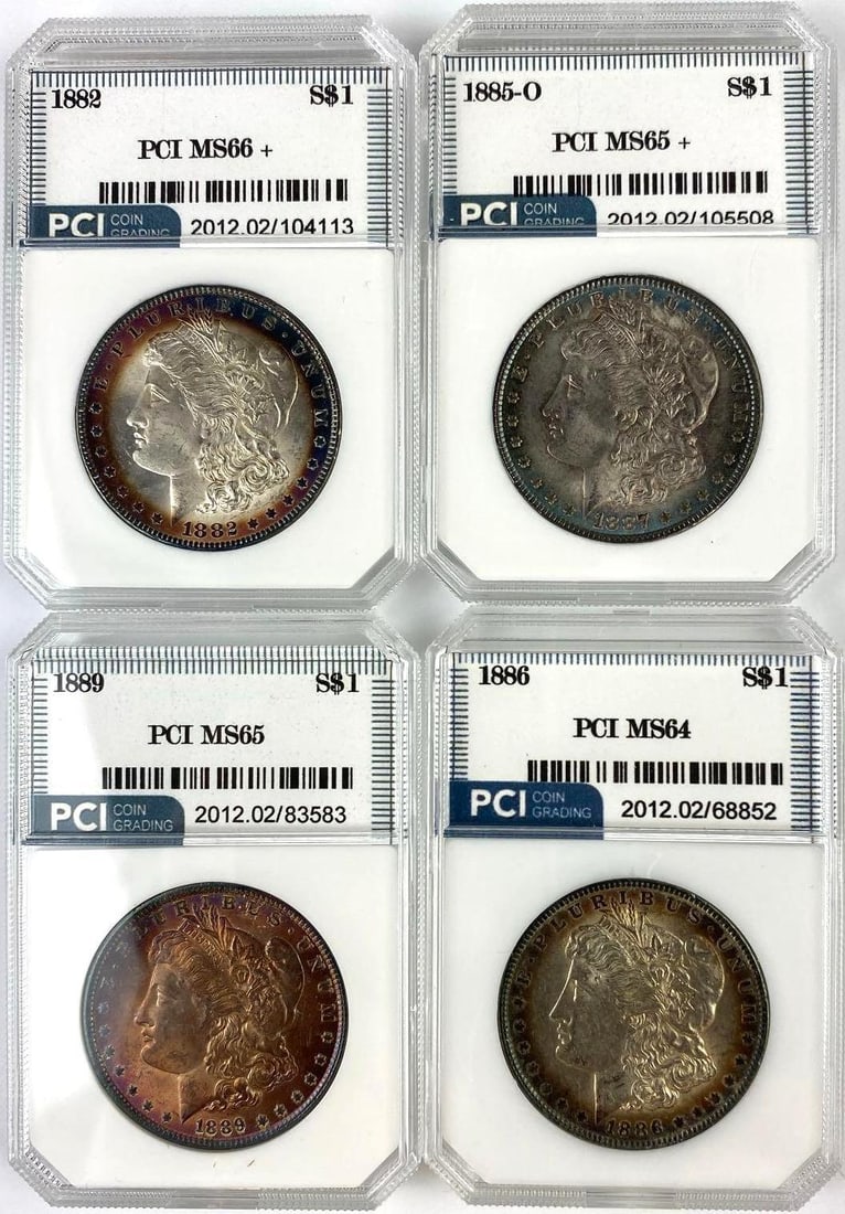 Group of 4 US Morgan Silver Dollars PCI Graded (1 of 2)