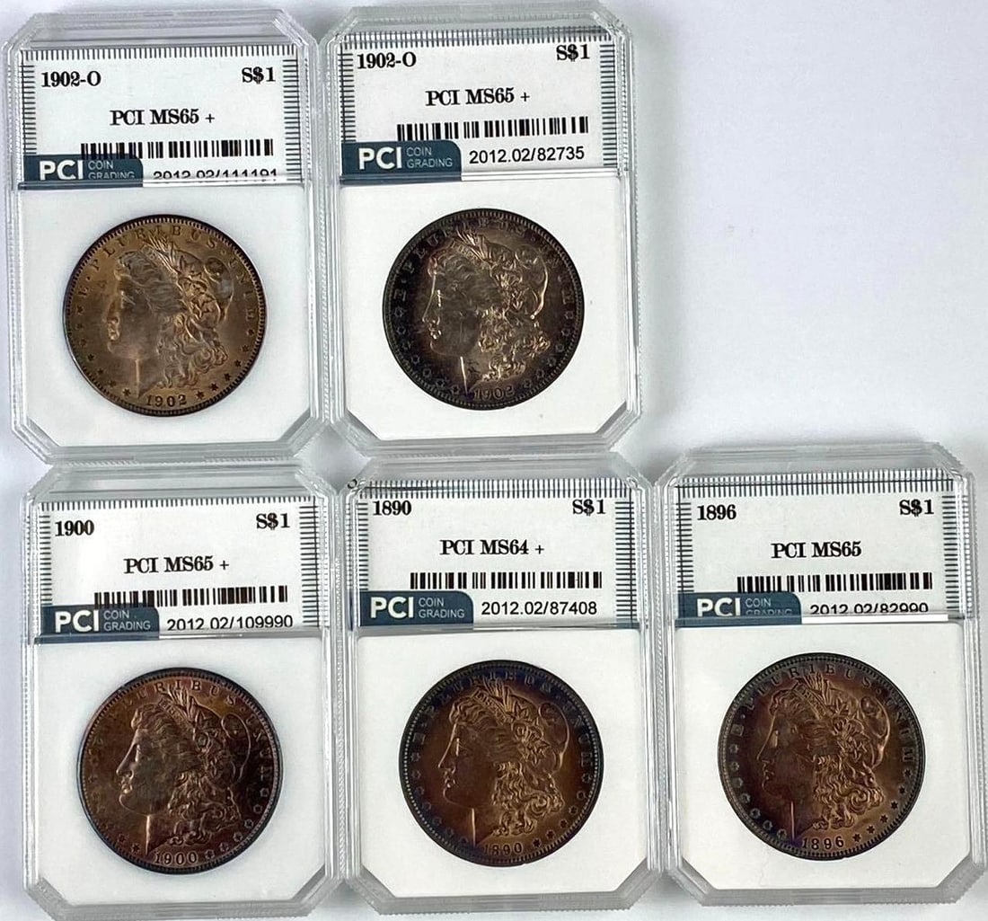 Group of 5 US Morgan Silver Dollars PCI Graded (1 of 2)