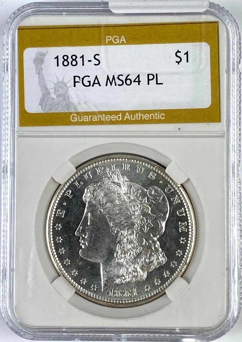 1881 S US Morgan Silver Dollar PGA MS64 PL: 1881 S US Morgan Silver Dollar PGA MS64 PL