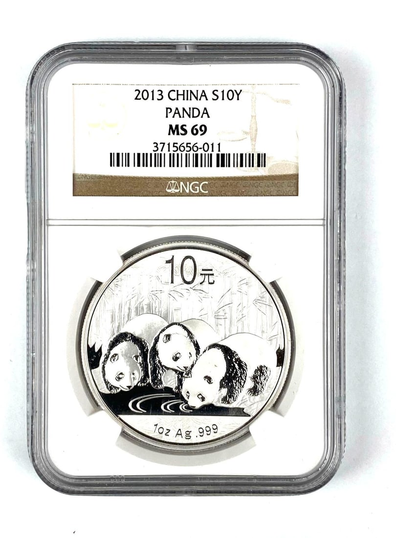 2013 10 Yuan China Panda 1 oz .999 Silver NGC Graded MS69: 2013 10 Yuan China Panda 1 oz .999 Silver NGC Graded MS69