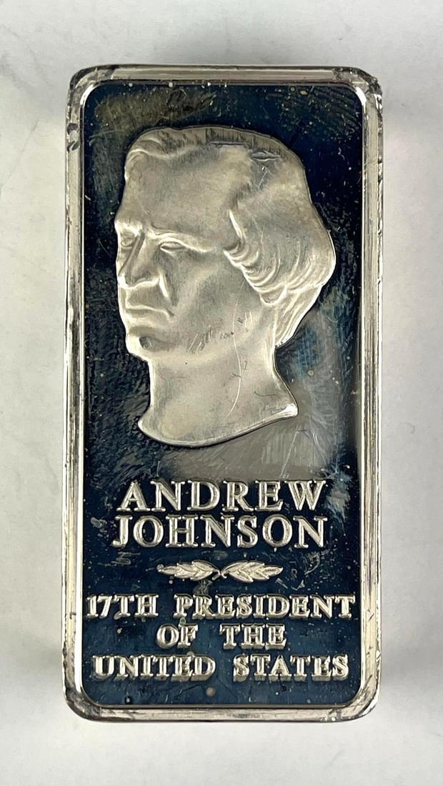 Danbury Mint Andrew Johnson 2500 Grains 5.74 ozs .925 Sterling Silver (1 of 2)