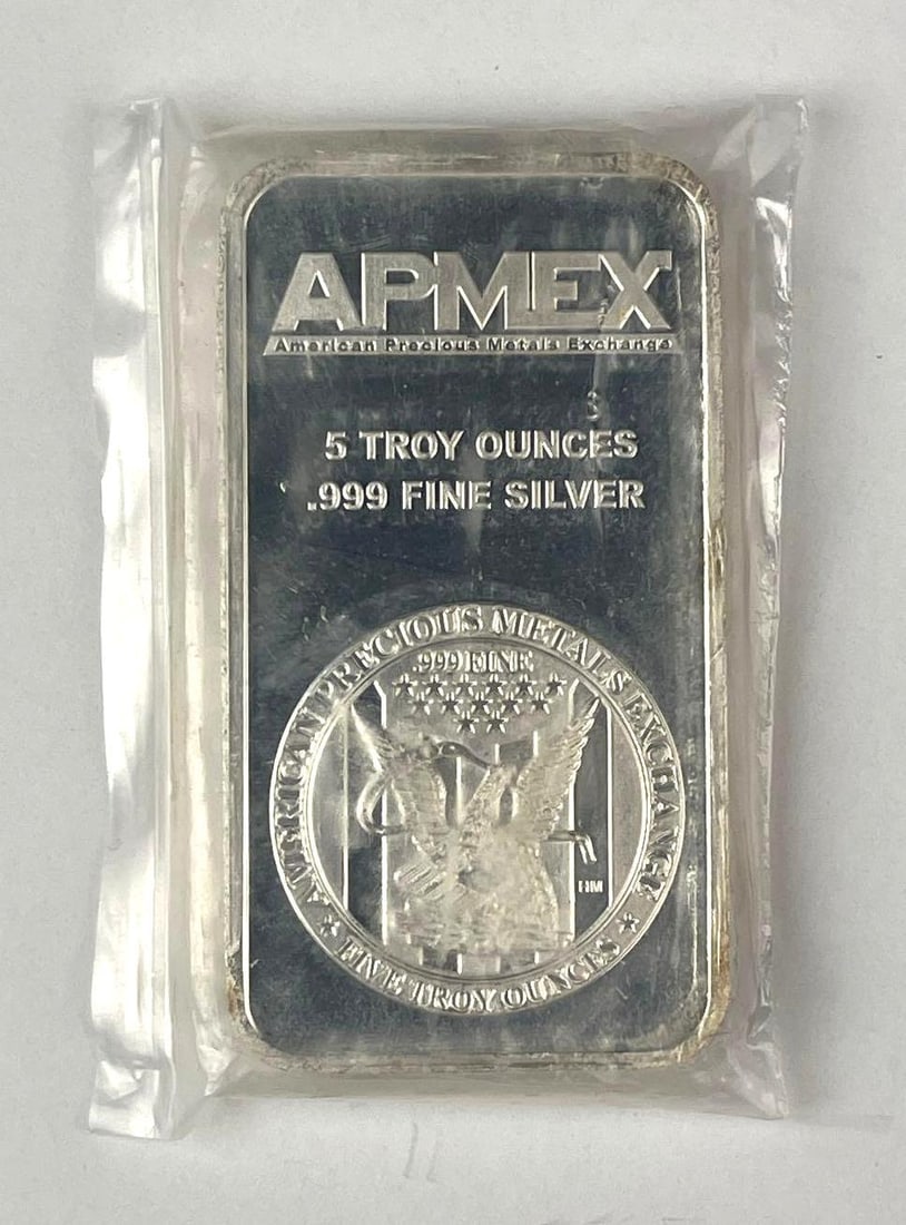 AMPEX Eagle 5 oz .999 Fine Silver Ingot/Bar: AMPEX Eagle 5 oz .999 Fine Silver Ingot/Bar