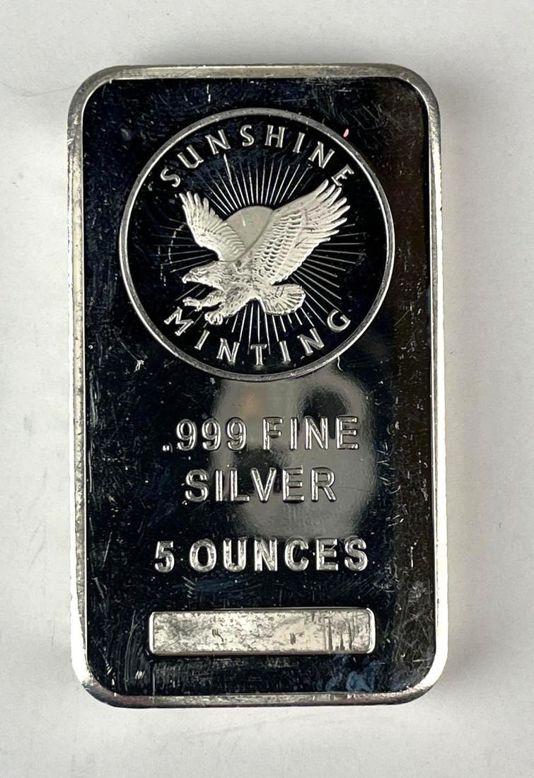 Sunshine Minting Eagle 5 oz .999 Fine Silver Ingot/ Bar: Sunshine Minting Eagle 5 oz .999 Fine Silver Ingot/ Bar
