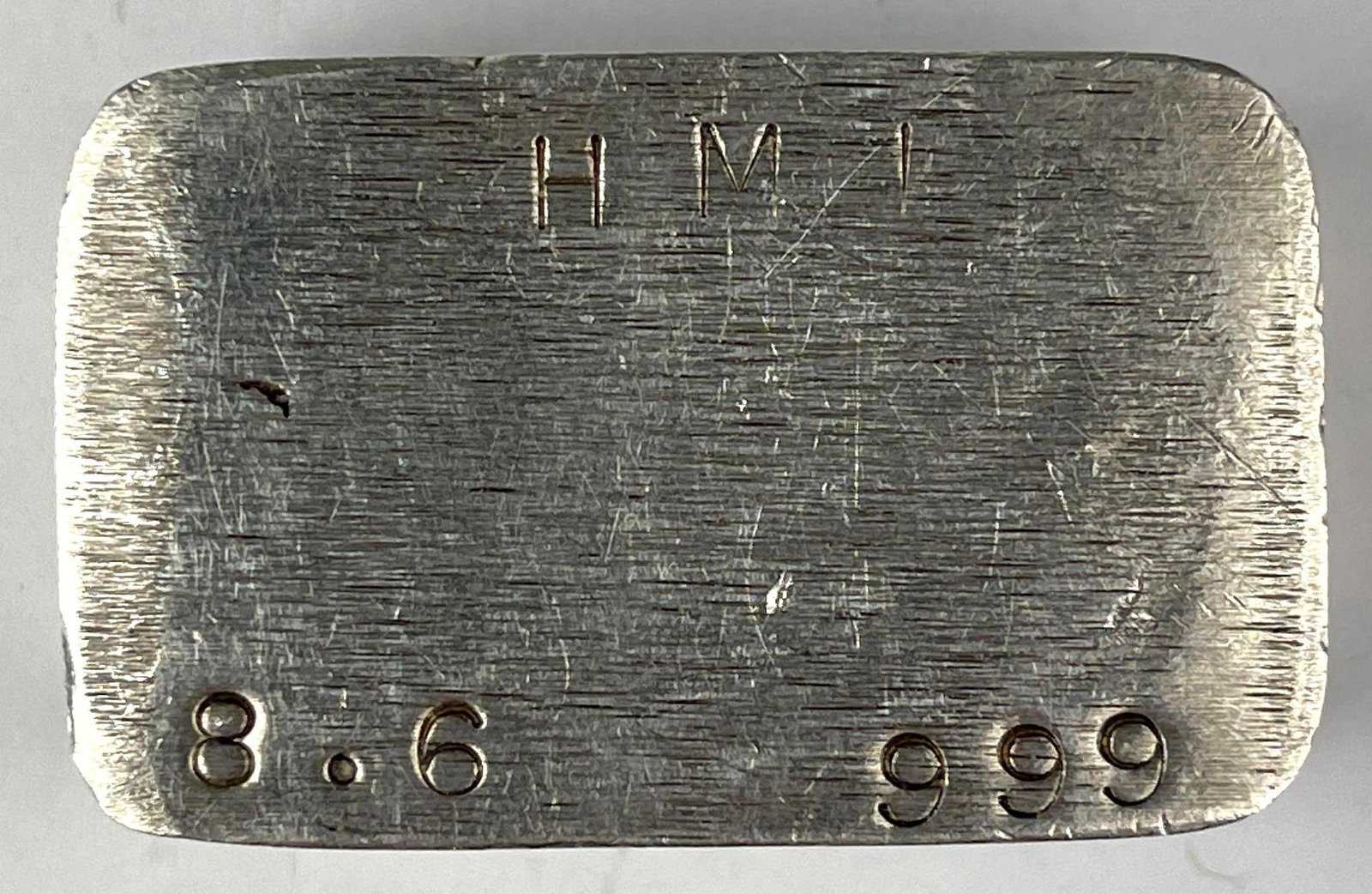 Vintage HMI 8.6 oz 999 Fine Silver Hand Poured Ingot/ Bar: Vintage HMI 8.6 oz 999 Fine Silver Hand Poured Ingot/ Bar