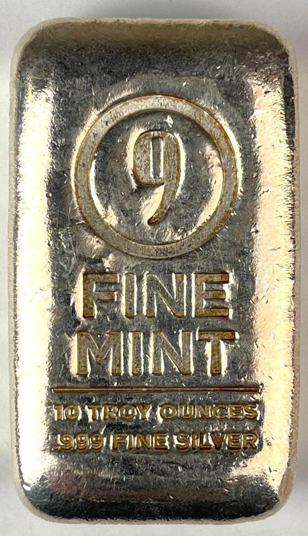 9 Fine Mint 10 oz .999 Fine Silver Ingot/ Bar (1 of 2)
