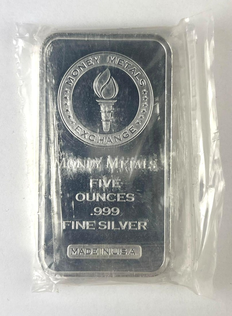 Money Metals Exchange 5 oz .999 Fine Silver Ingot/ Bar: Money Metals Exchange 5 oz .999 Fine Silver Ingot/ Bar