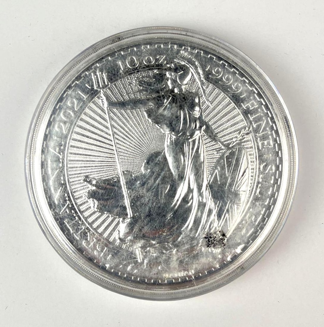 2021 Great Britain 10 Pound Britannia 10 oz 999 Fine Silver Round: 2021 Great Britain 10 Pound Britannia 10 oz 999 Fine Silver Round