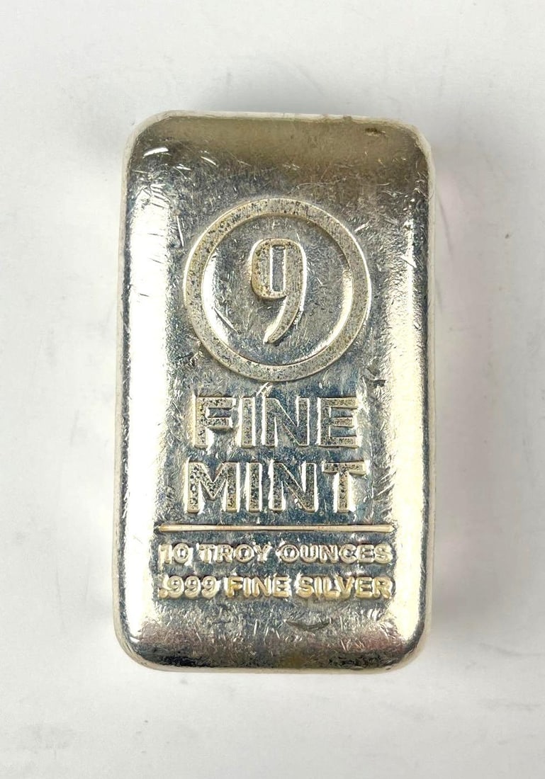9 Fine Mint 10 oz .999 Fine Silver Ingot/ Bar (1 of 2)