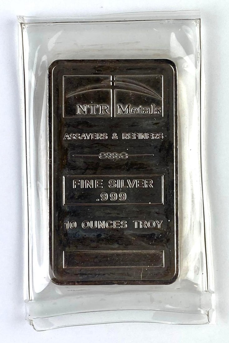NTR Metals 10 Oz .999 Fine Silver Ingot/ Bar: NTR Metals 10 Oz .999 Fine Silver Ingot/ Bar