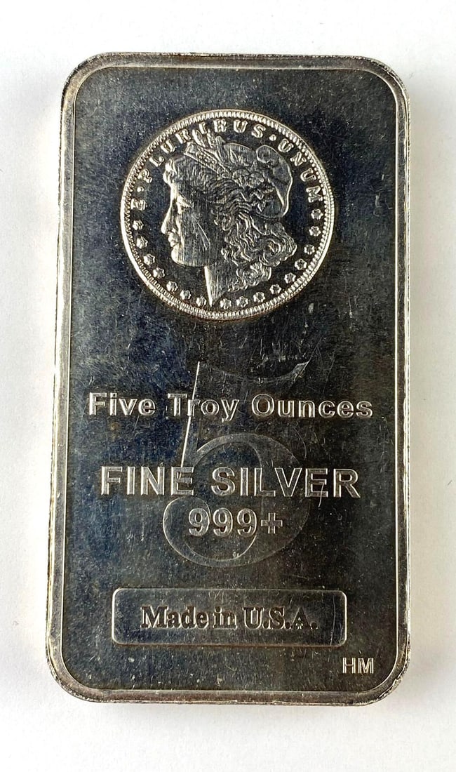 Highland Mint 5 Oz .999 Fine Silver Morgan Design Ingot/ Bar: Highland Mint 5 Oz .999 Fine Silver Morgan Design Ingot/ Bar