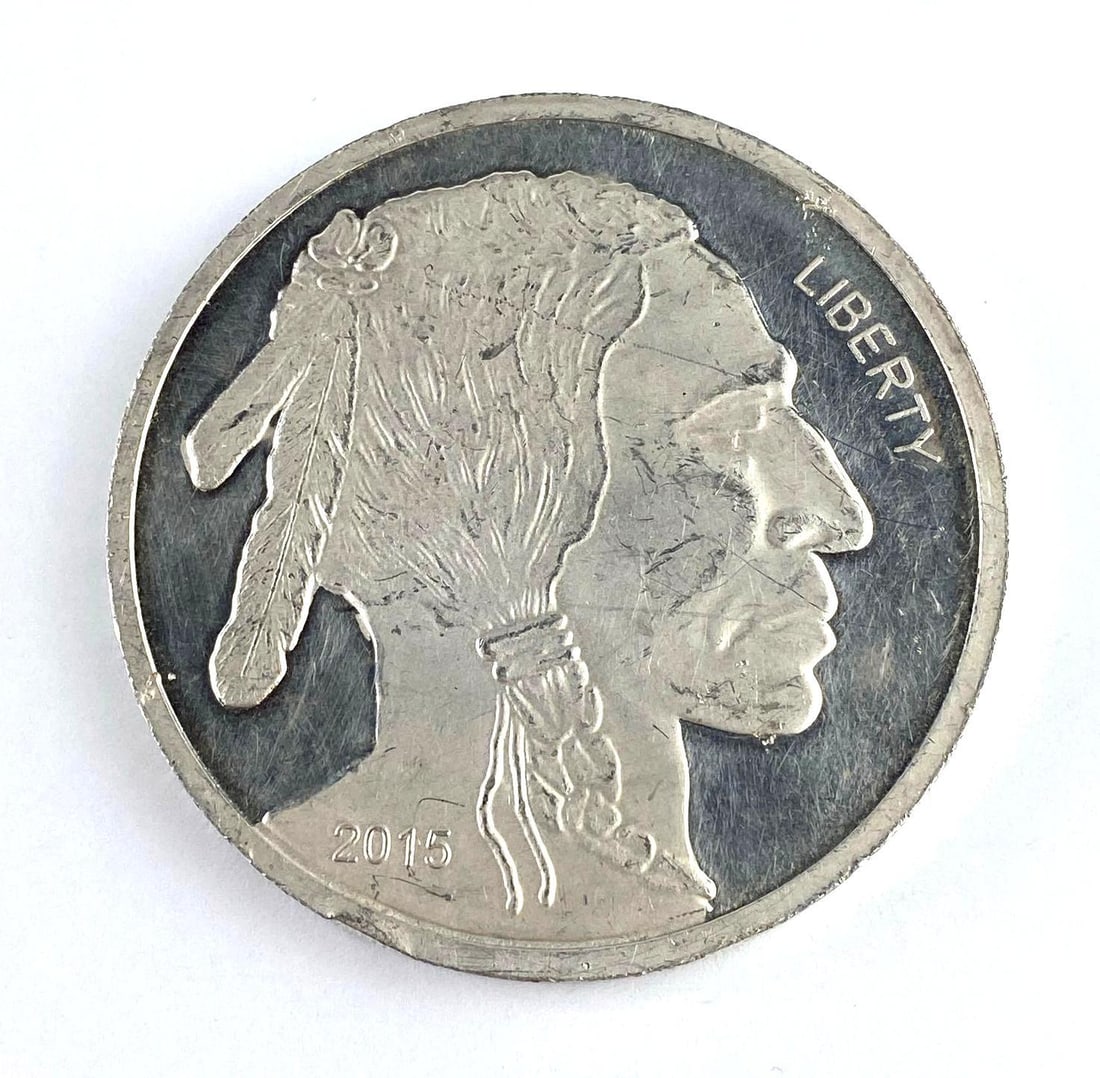 2015 Buffalo Nickel Design 5 Oz .999 Fine Silver Round (1 of 2)