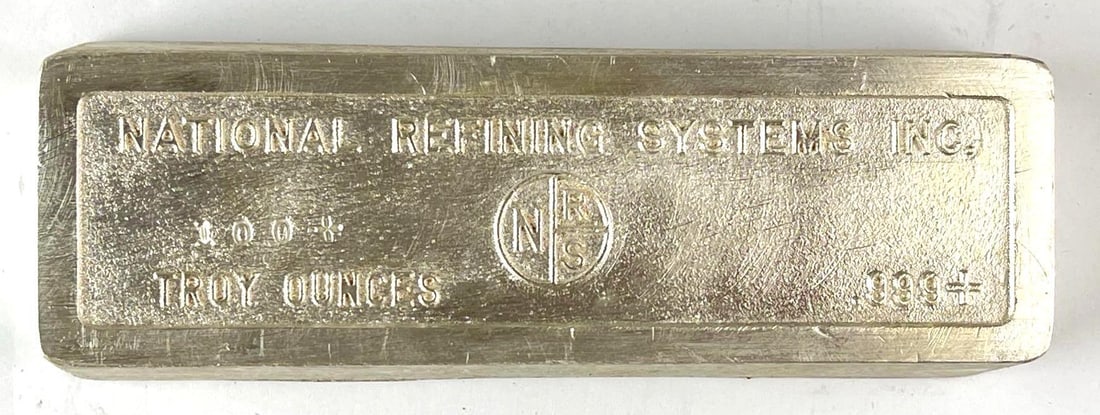 National Refining Systems INC 100 oz .999 Fine Silver Ingot/ Bar (1 of 3)