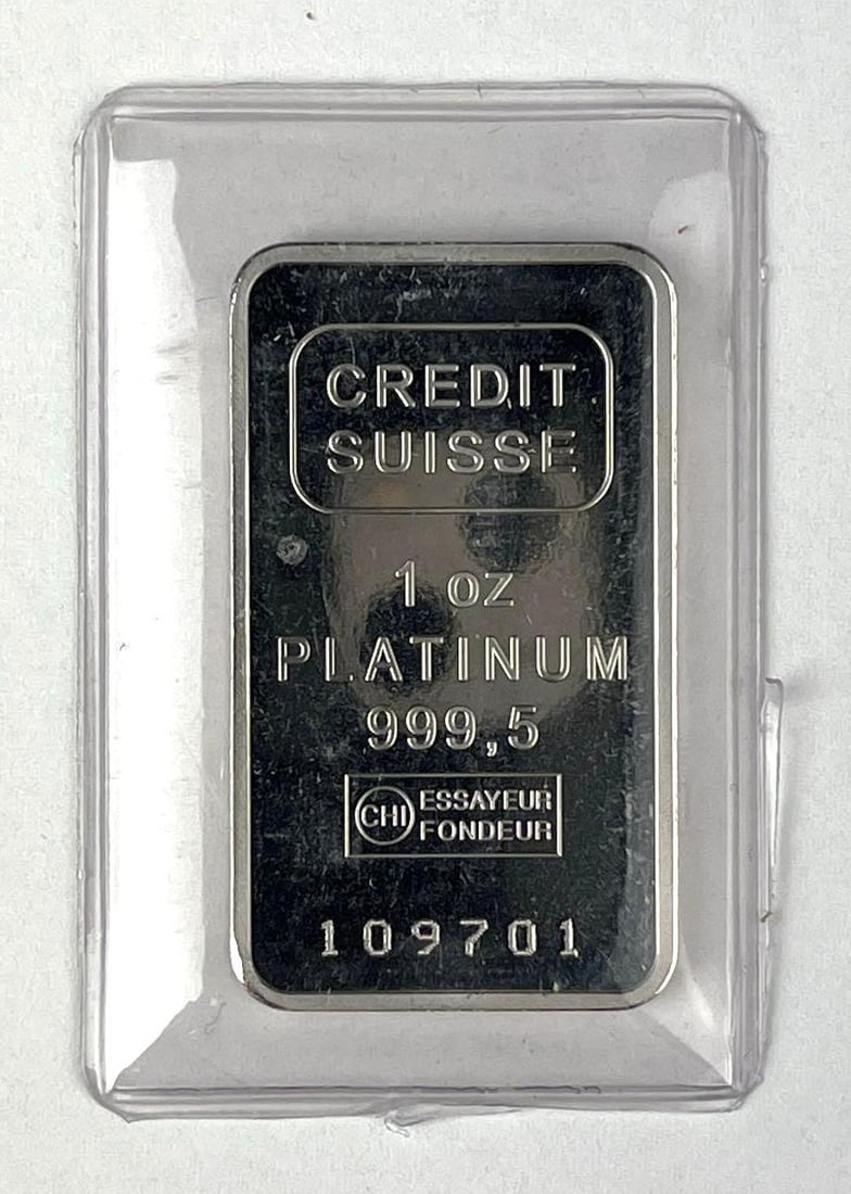 Credit Suisse 1 oz 999.5 Platinum Ingot/ Bar: Credit Suisse 1 oz 999.5 Platinum Ingot/ Bar