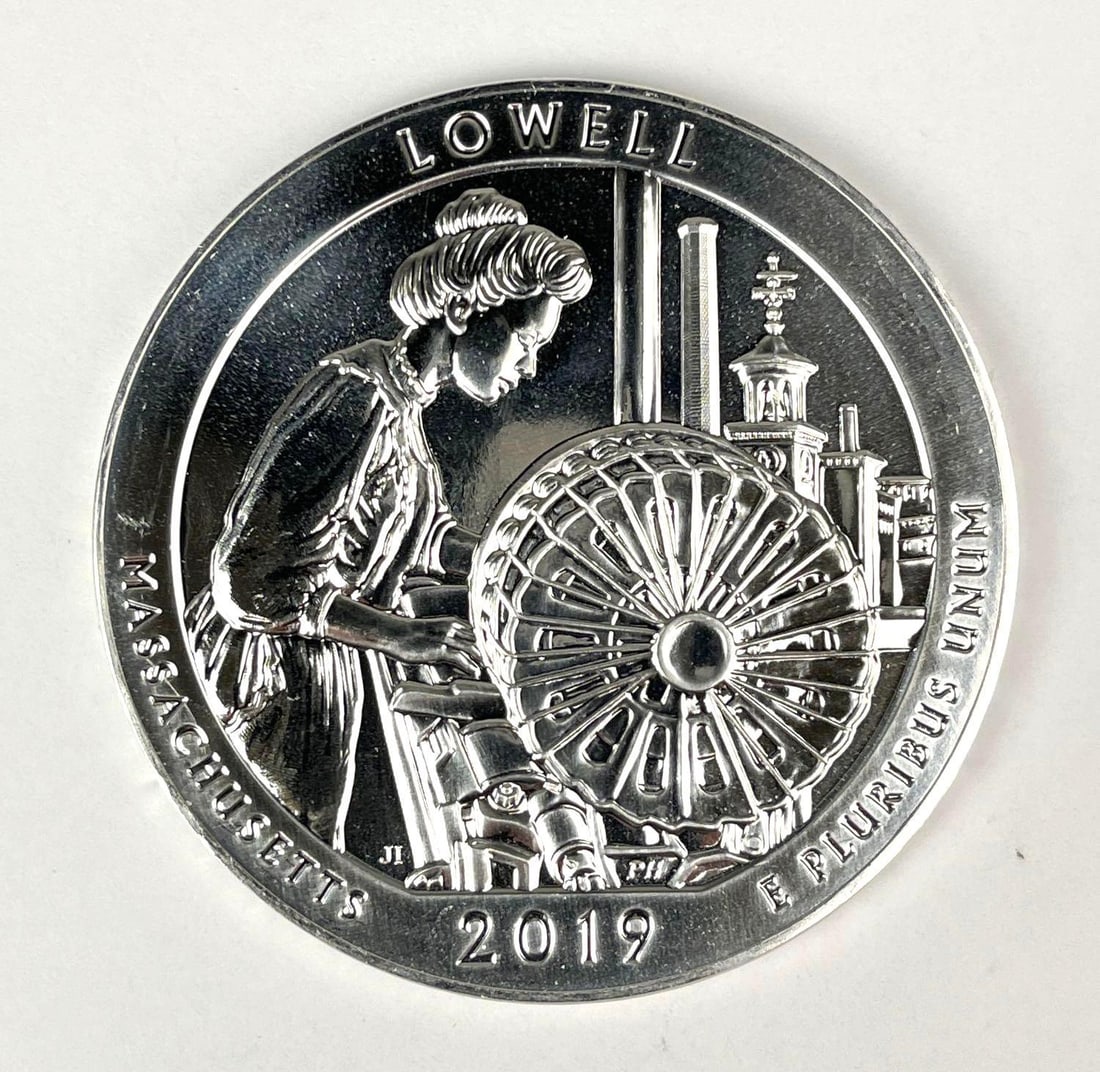 2019 US ATB Lowell Massachusetts 5 oz .999 Fine Silver Round (1 of 2)