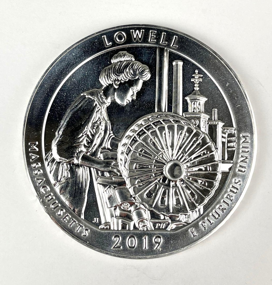 2019 US ATB Lowell Massachusetts 5 oz .999 Fine Silver Round (1 of 2)