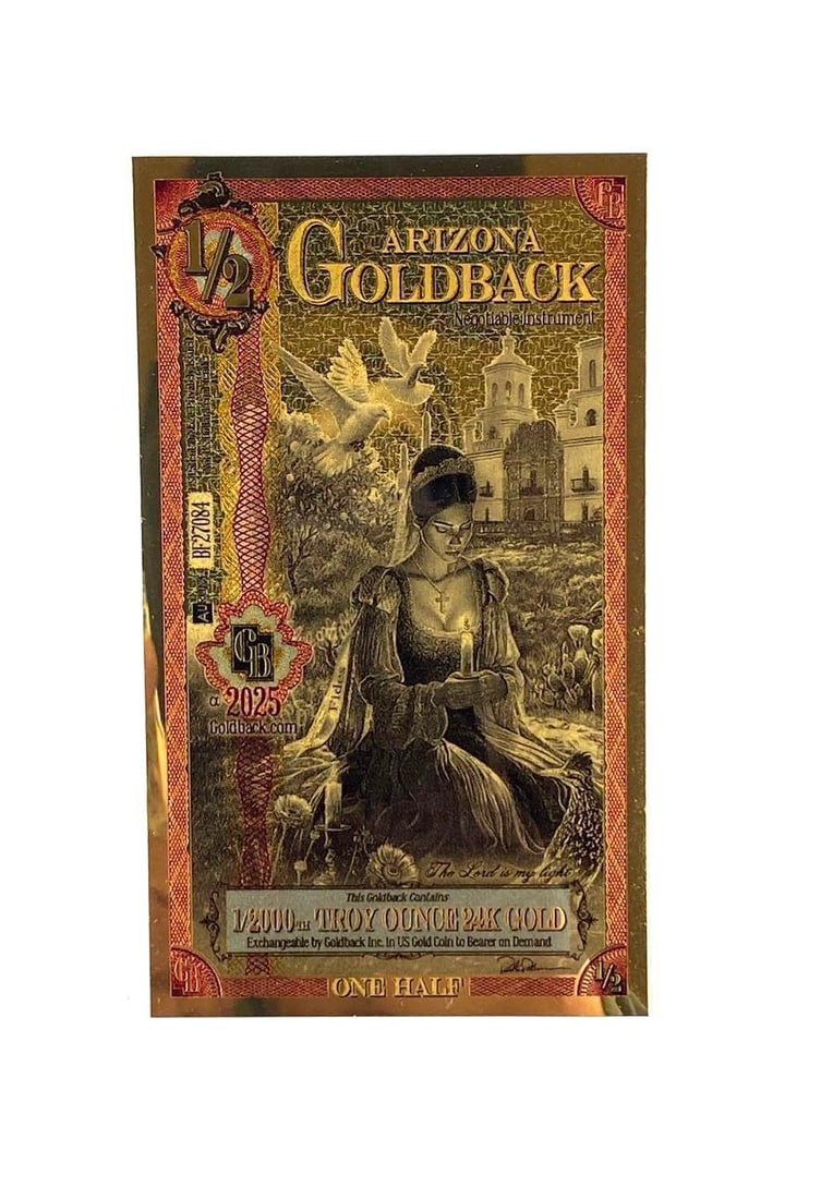 2025 Arizona Goldback 1/2 1/2000th oz Gold Foil: 2025 Arizona Goldback 1/2 1/2000th oz Gold Foil