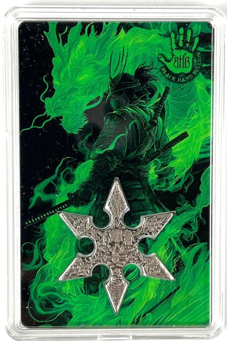 SUPER COOL Black Hand Bullion 5 Grams .999 Silver Throwing Star (1 of 2)